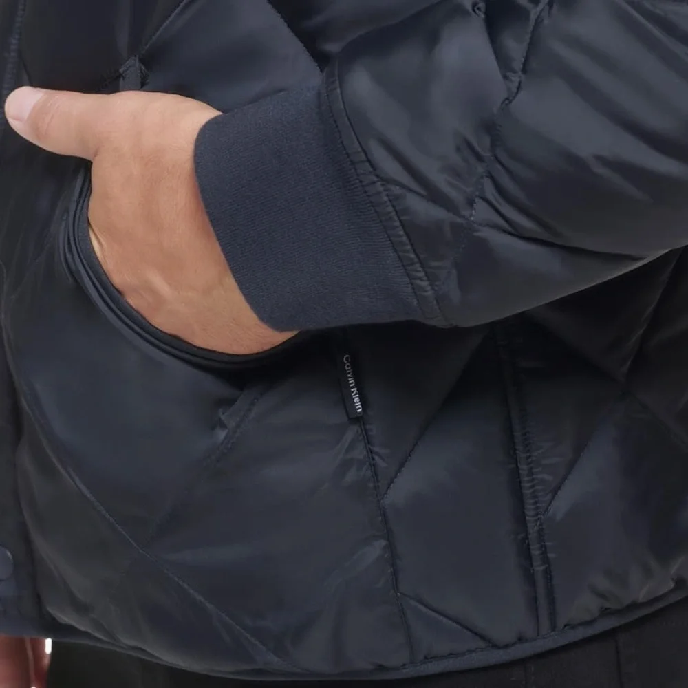 🆕Calvin Klein Button Front Dual Pocket Reversible Quilted Jacket::XL::NWT::Navy